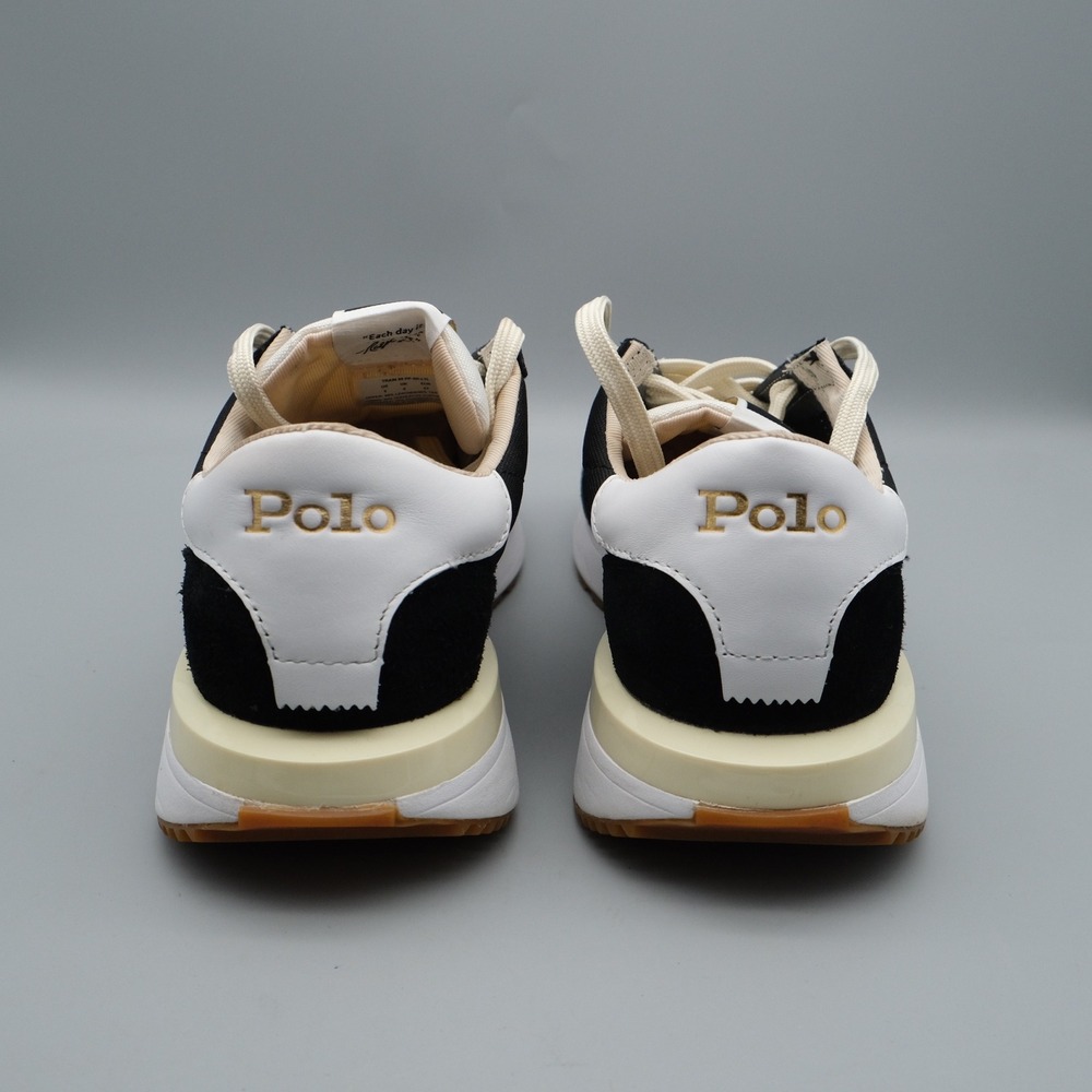 Polo Ralph Lauren Train 89 Mens Black White Suede Retro Sneaker 9 Low Top - Picture 8 of 13